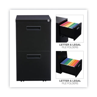 File Pedestal, Left or Right, 2 Legal/Letter-Size File Drawers, Black, 14.96" x 19.29" x 27.75