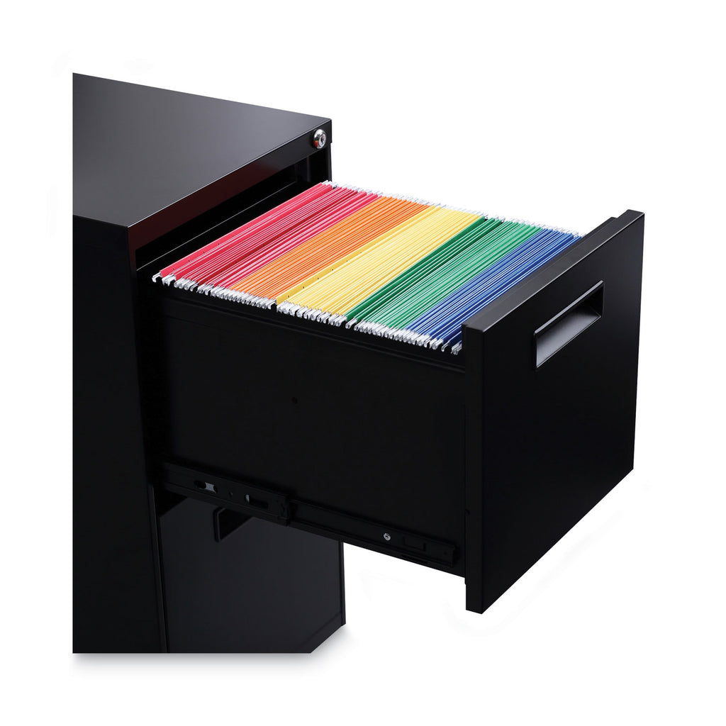 File Pedestal, Left or Right, 2 Legal/Letter-Size File Drawers, Black, 14.96" x 19.29" x 27.75
