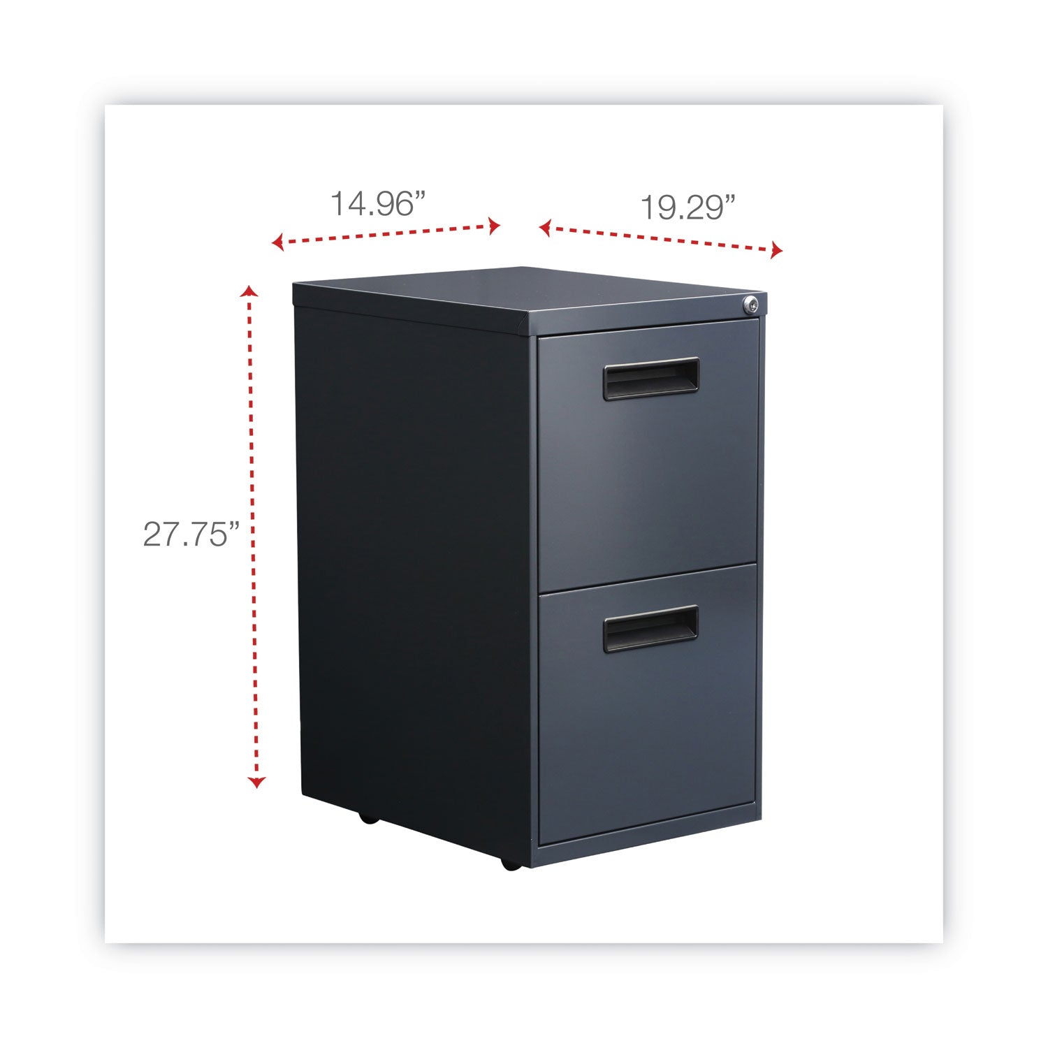 File Pedestal, Left or Right, 2 Legal/Letter-Size File Drawers, Charcoal, 14.96" x 19.29" x 27.75