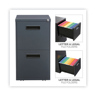 File Pedestal, Left or Right, 2 Legal/Letter-Size File Drawers, Charcoal, 14.96" x 19.29" x 27.75