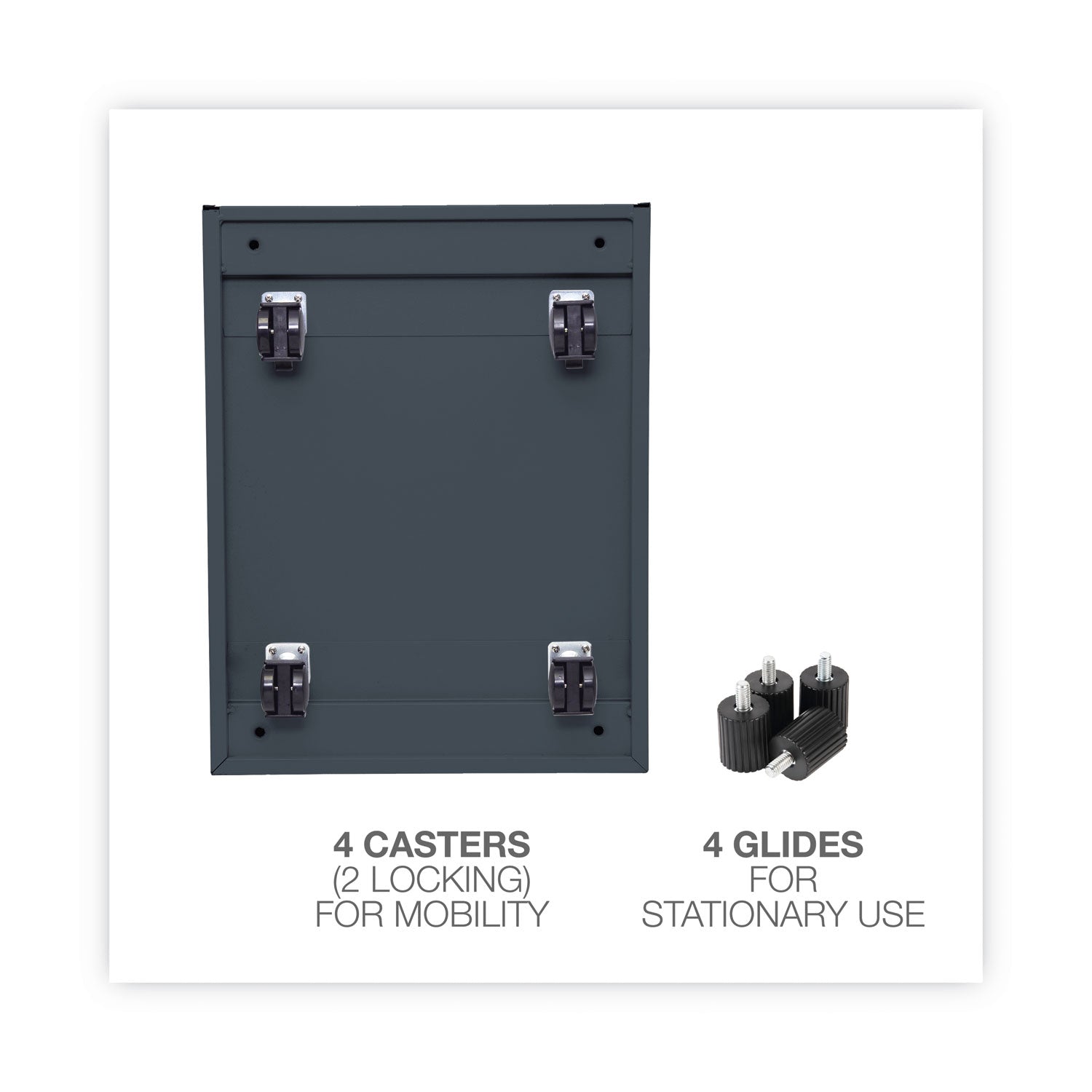 File Pedestal, Left or Right, 2 Legal/Letter-Size File Drawers, Charcoal, 14.96" x 19.29" x 27.75