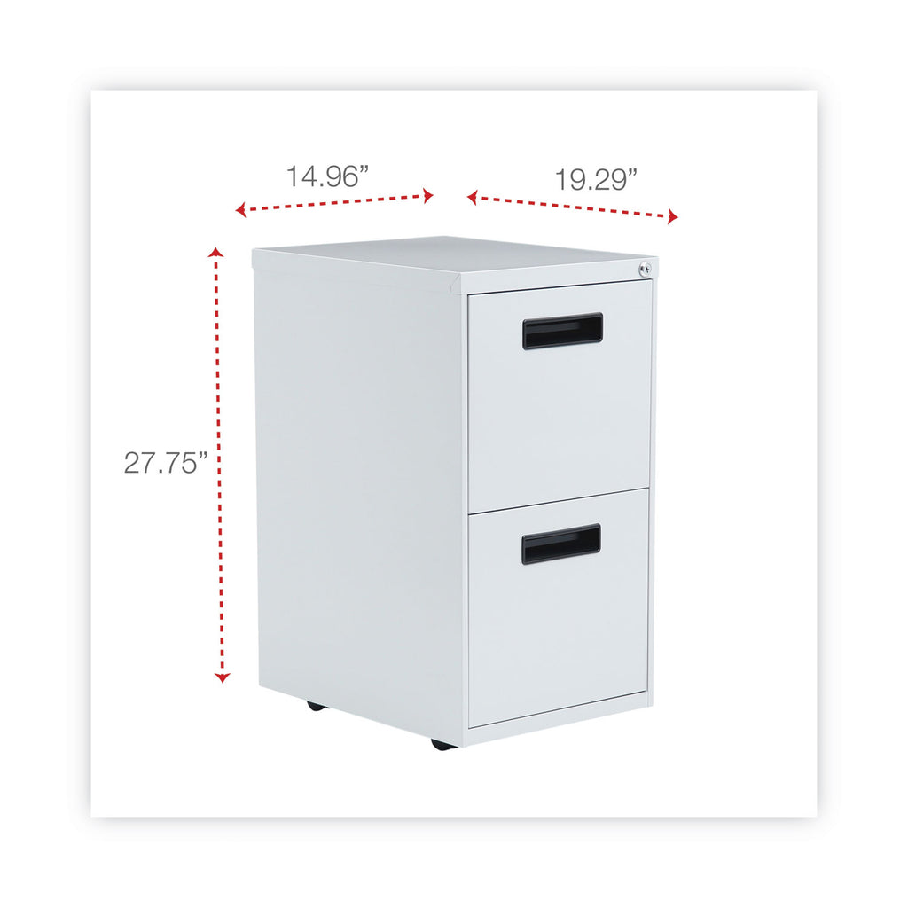 File Pedestal, Left or Right, 2 Legal/Letter-Size File Drawers, Light Gray, 14.96" x 19.29" x 27.75