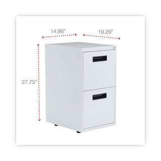 File Pedestal, Left or Right, 2 Legal/Letter-Size File Drawers, Light Gray, 14.96" x 19.29" x 27.75