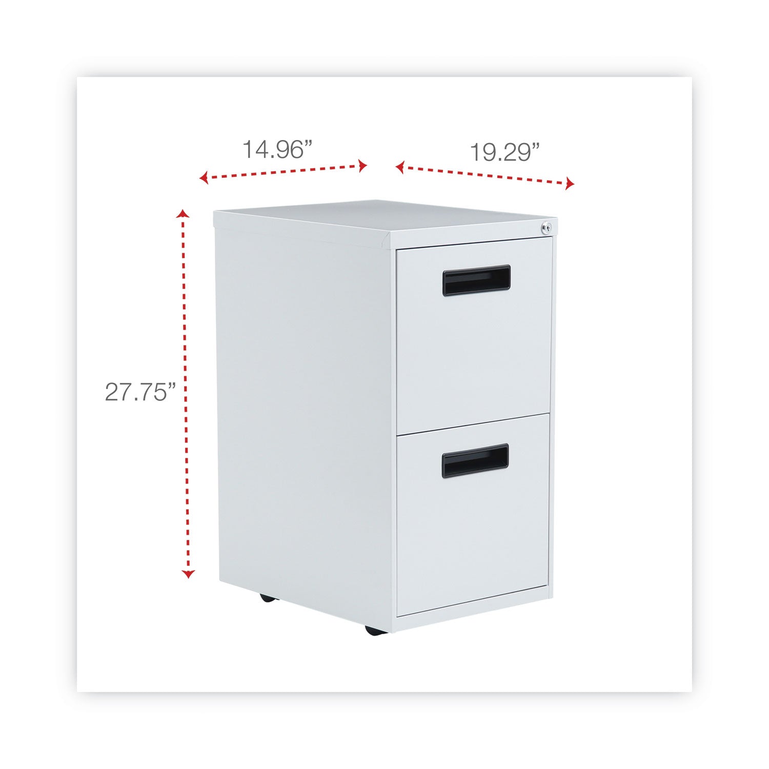 File Pedestal, Left or Right, 2 Legal/Letter-Size File Drawers, Light Gray, 14.96" x 19.29" x 27.75