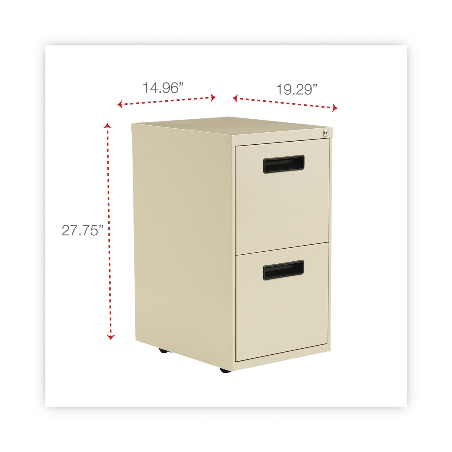 File Pedestal, Left or Right, 2 Legal/Letter-Size File Drawers, Putty, 14.96" x 19.29" x 27.75