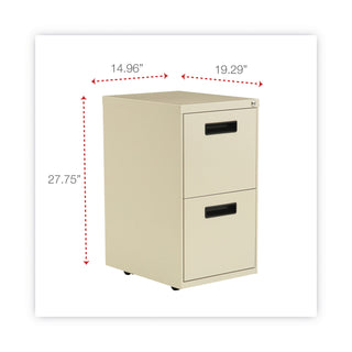 File Pedestal, Left or Right, 2 Legal/Letter-Size File Drawers, Putty, 14.96" x 19.29" x 27.75