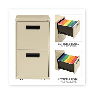 File Pedestal, Left or Right, 2 Legal/Letter-Size File Drawers, Putty, 14.96" x 19.29" x 27.75