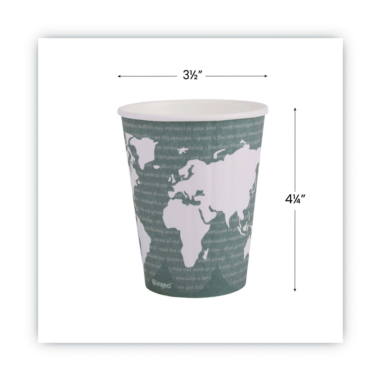 World Art Renewable and Compostable Insulated Hot Cups, PLA, 12 oz, 40/Packs, 15 Packs/Carton
