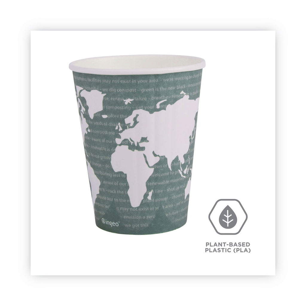 World Art Renewable and Compostable Insulated Hot Cups, PLA, 12 oz, 40/Packs, 15 Packs/Carton