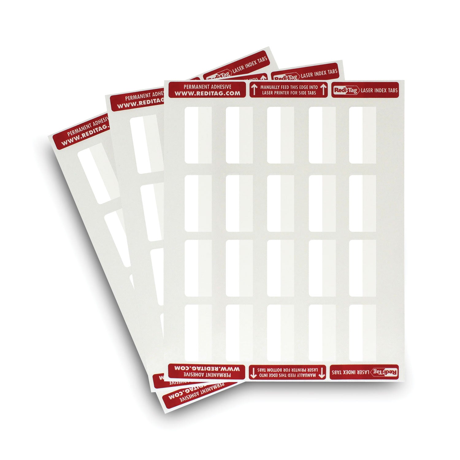 Laser Printable Index Tabs, 1/5-Cut, White, 2" Wide, 300/Pack - 