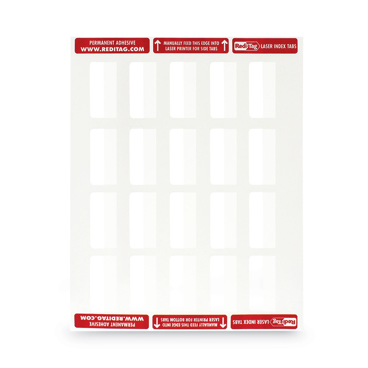 Laser Printable Index Tabs, 1/5-Cut, White, 2" Wide, 300/Pack - 