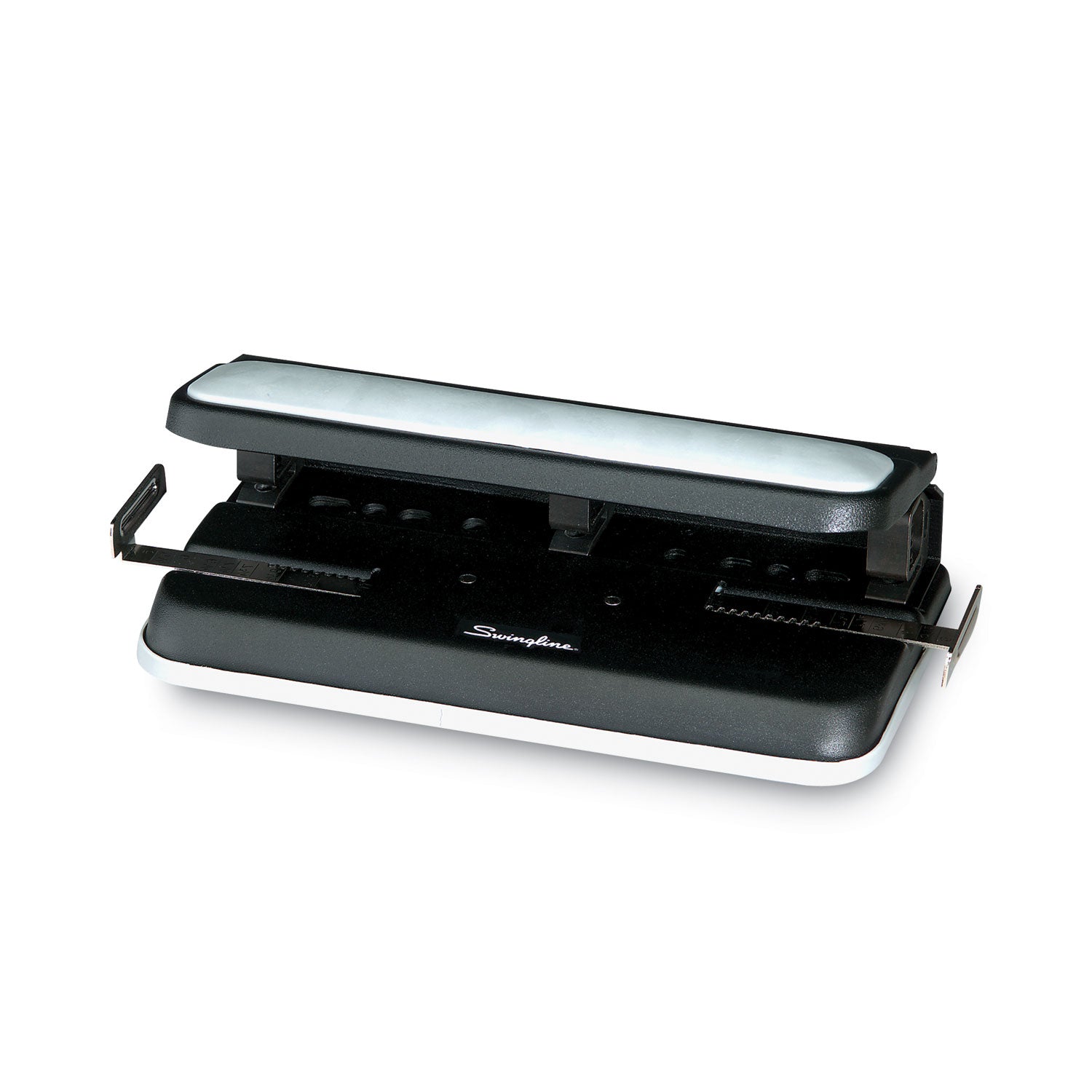 32-Sheet Lever Handle Heavy-Duty Two- to Seven-Hole Punch, 9/32" Holes, Black - 