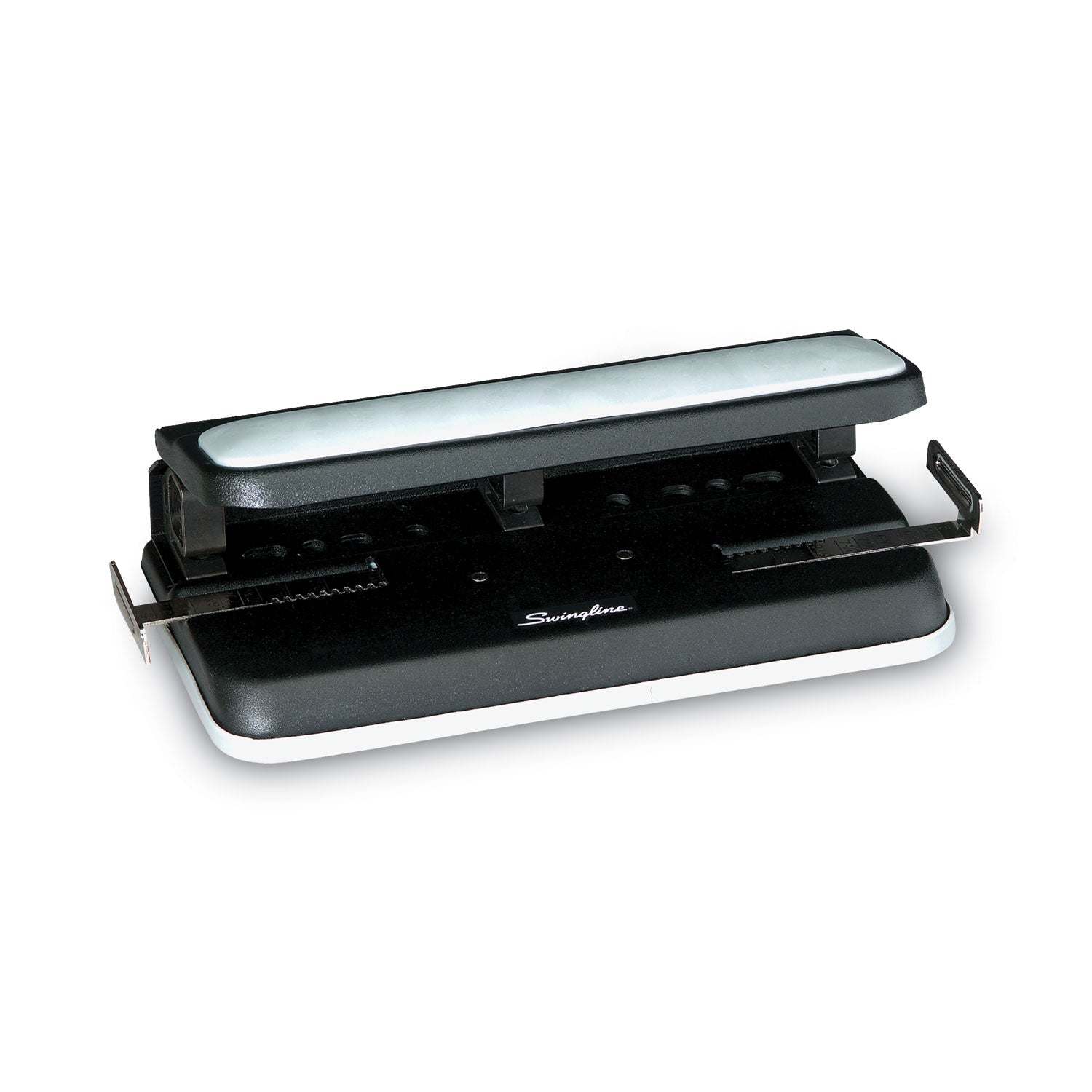 32-Sheet Easy Touch Two- to Three-Hole Punch with Cintamatic Centering, 9/32" Holes, Black/Gray - 