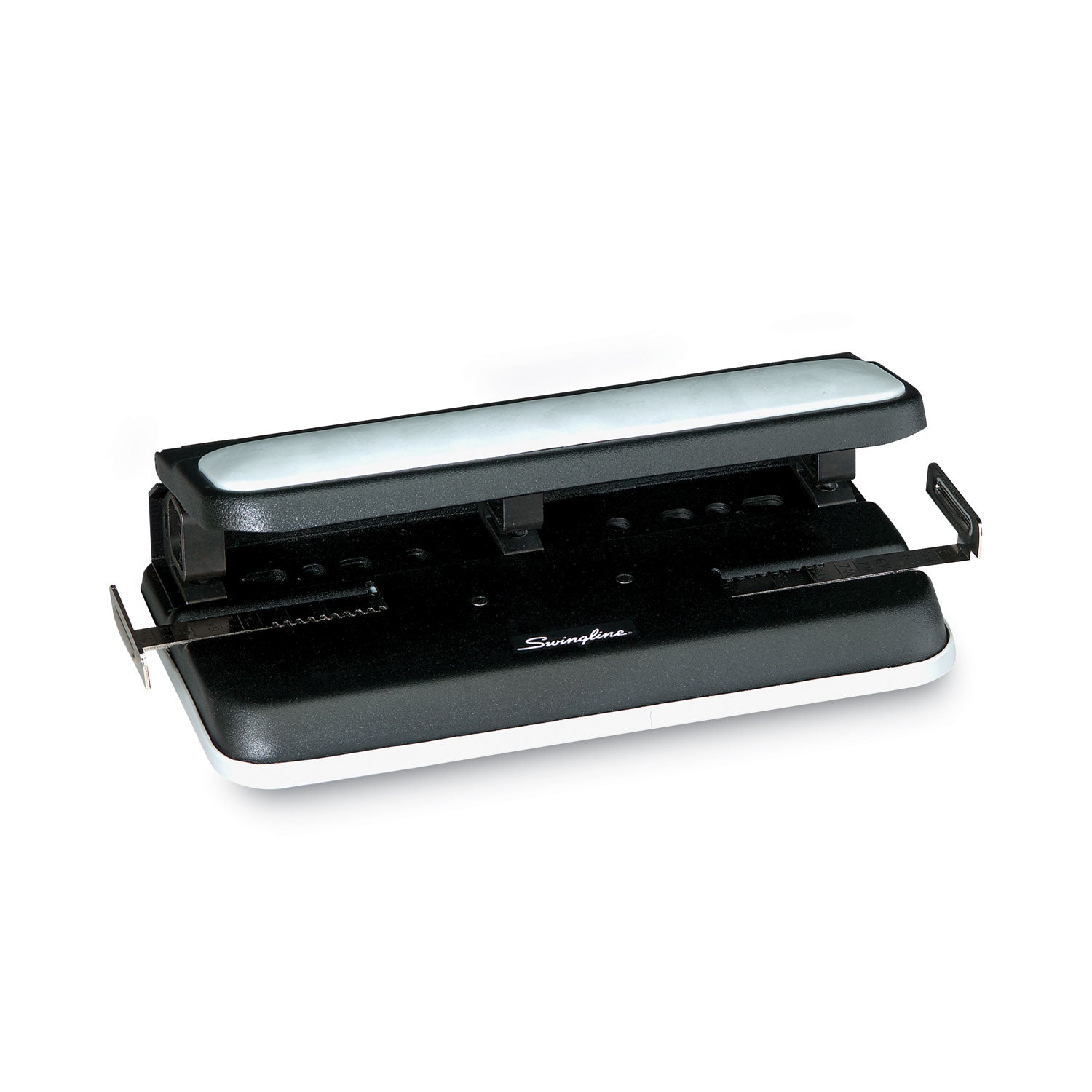 32-Sheet Lever Handle Heavy-Duty Two- to Seven-Hole Punch, 9/32" Holes, Black - 