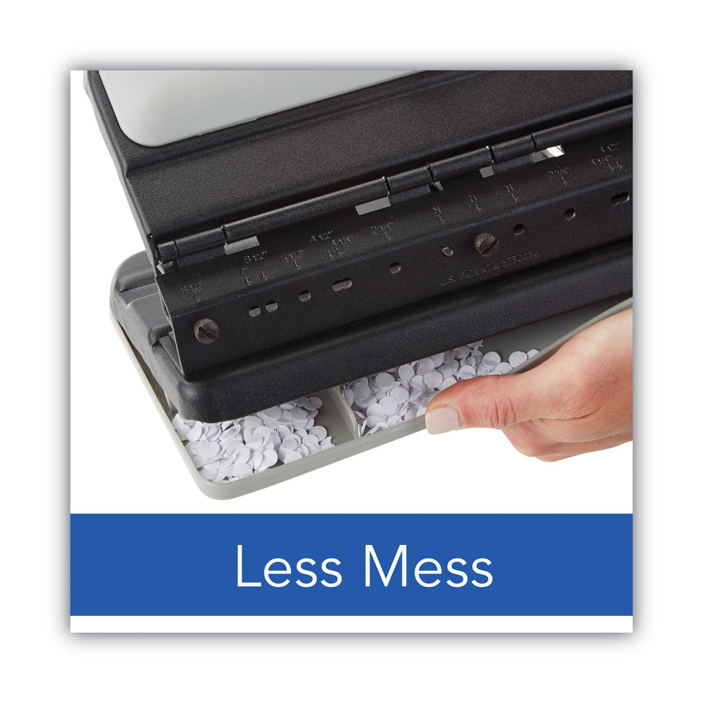 32-Sheet Lever Handle Heavy-Duty Two- to Seven-Hole Punch, 9/32" Holes, Black