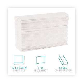 C-Fold Paper Towels, 1-Ply, 10.2 x 13.25, White, 200/Pack, 12 Packs/Carton - 