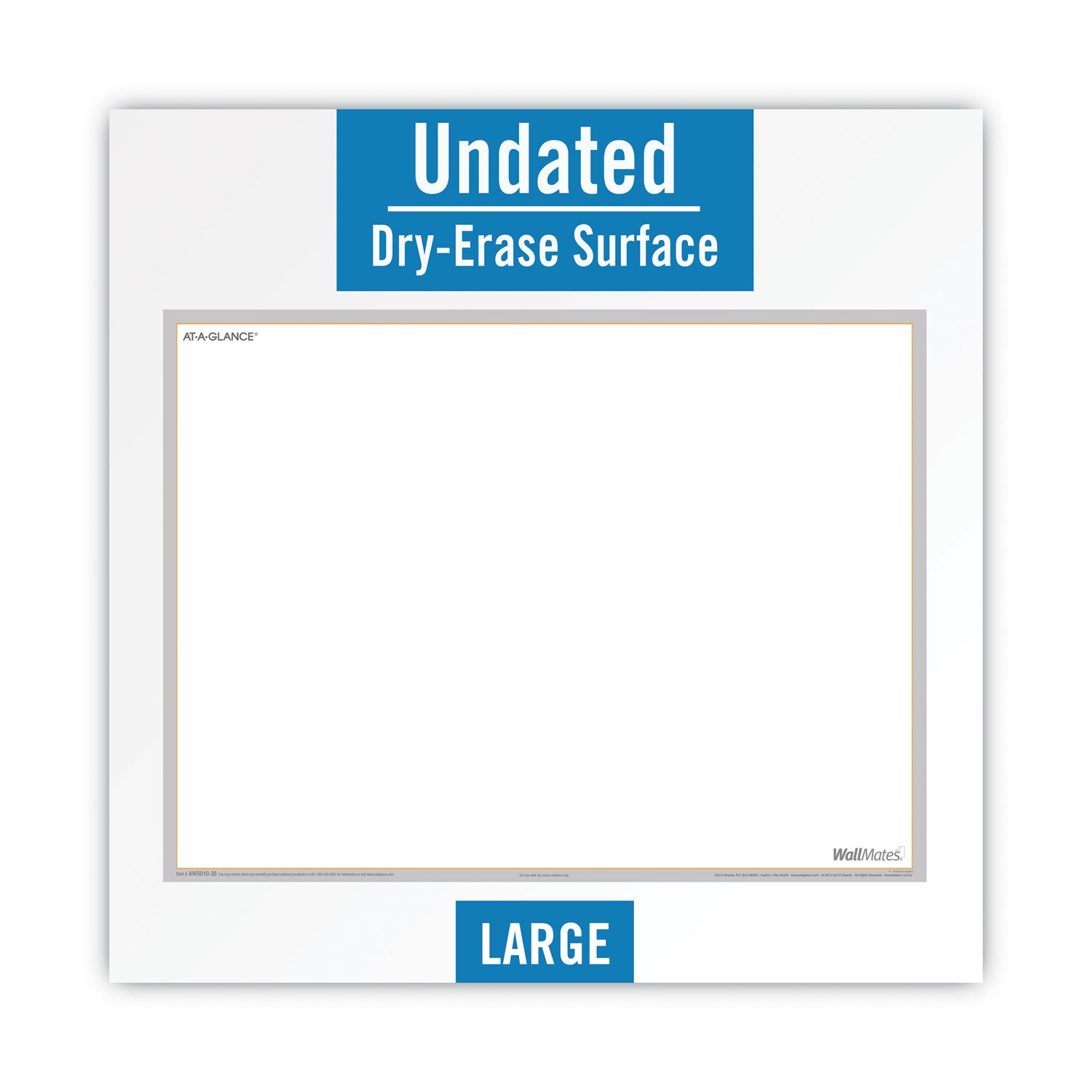 WallMates Self-Adhesive Dry Erase Writing/Planning Surface, 36 x 24, White/Gray/Orange Sheets, Undated - 