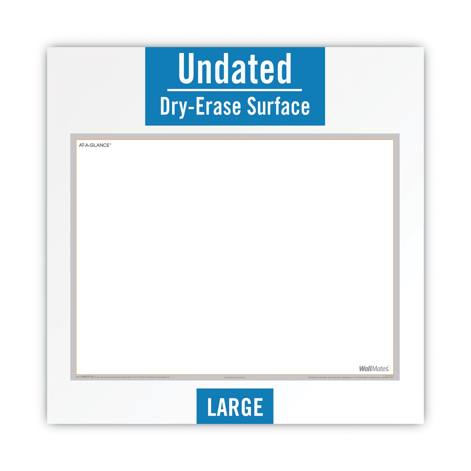 WallMates Self-Adhesive Dry Erase Writing/Planning Surface, 36 x 24, White/Gray/Orange Sheets, Undated