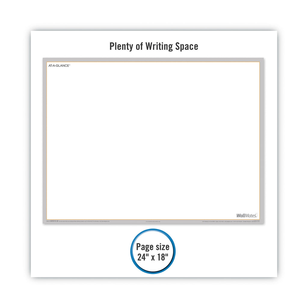 WallMates Self-Adhesive Dry Erase Writing/Planning Surface, 36 x 24, White/Gray/Orange Sheets, Undated