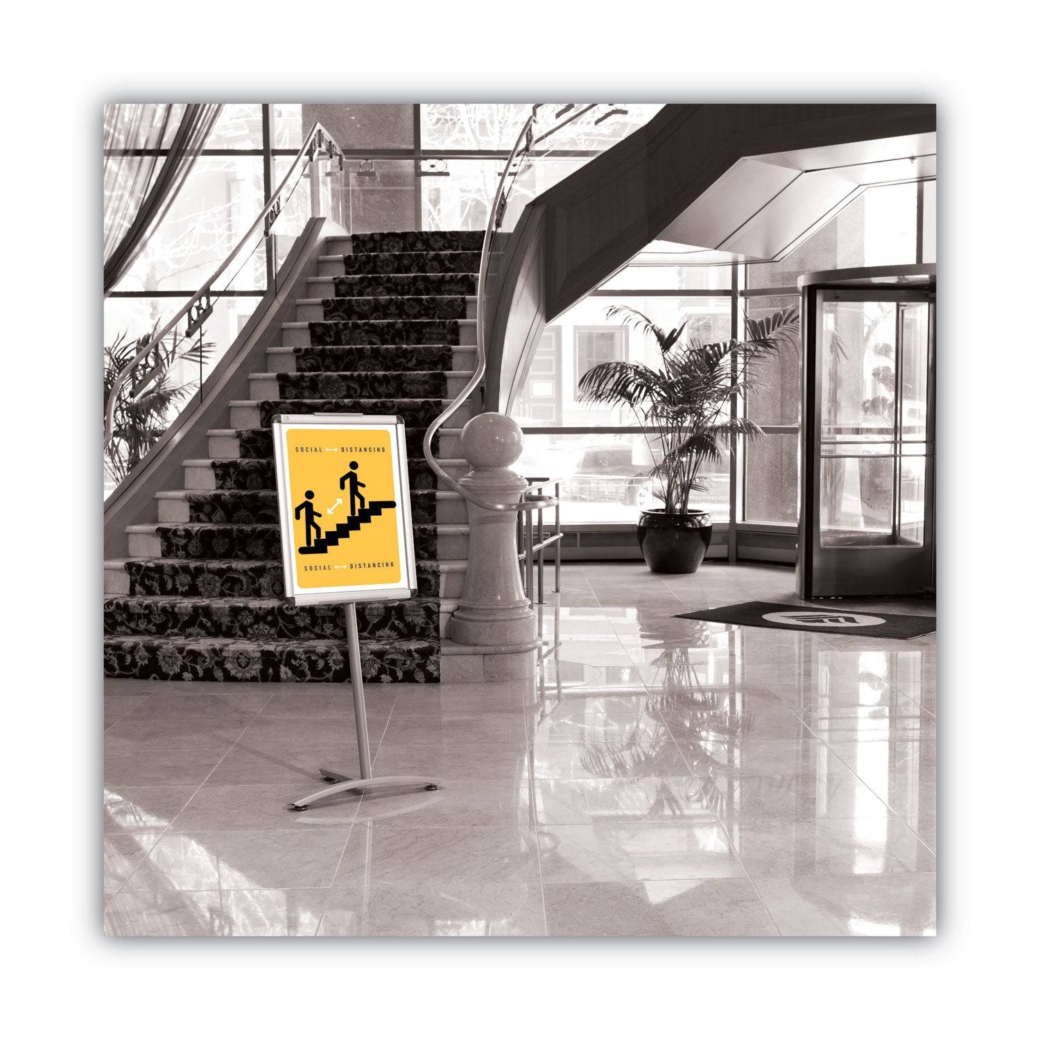 Improv Lobby Clip-Frame Pedestal Sign, 18 x 24 Frame, 54" High, Aluminum - 