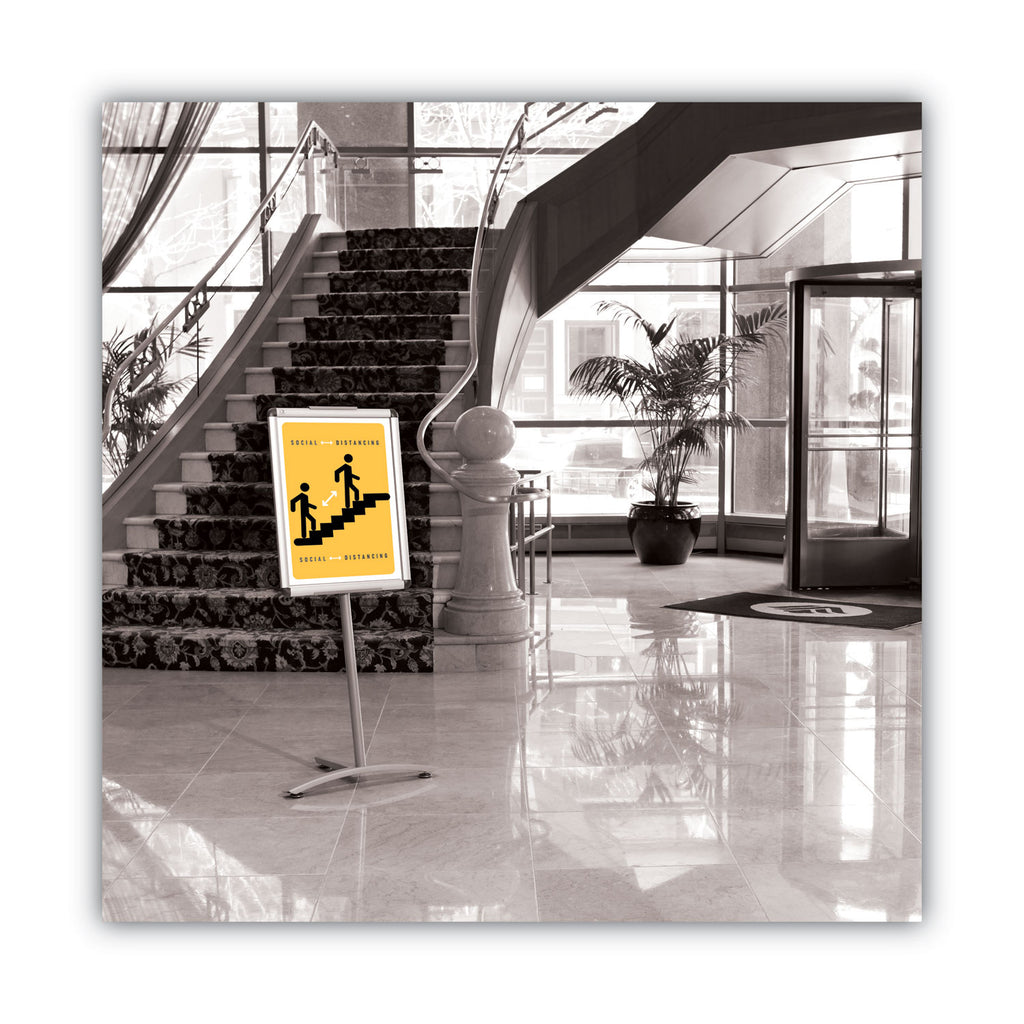 Improv Lobby Clip-Frame Pedestal Sign, 18 x 24 Frame, 54" High, Aluminum