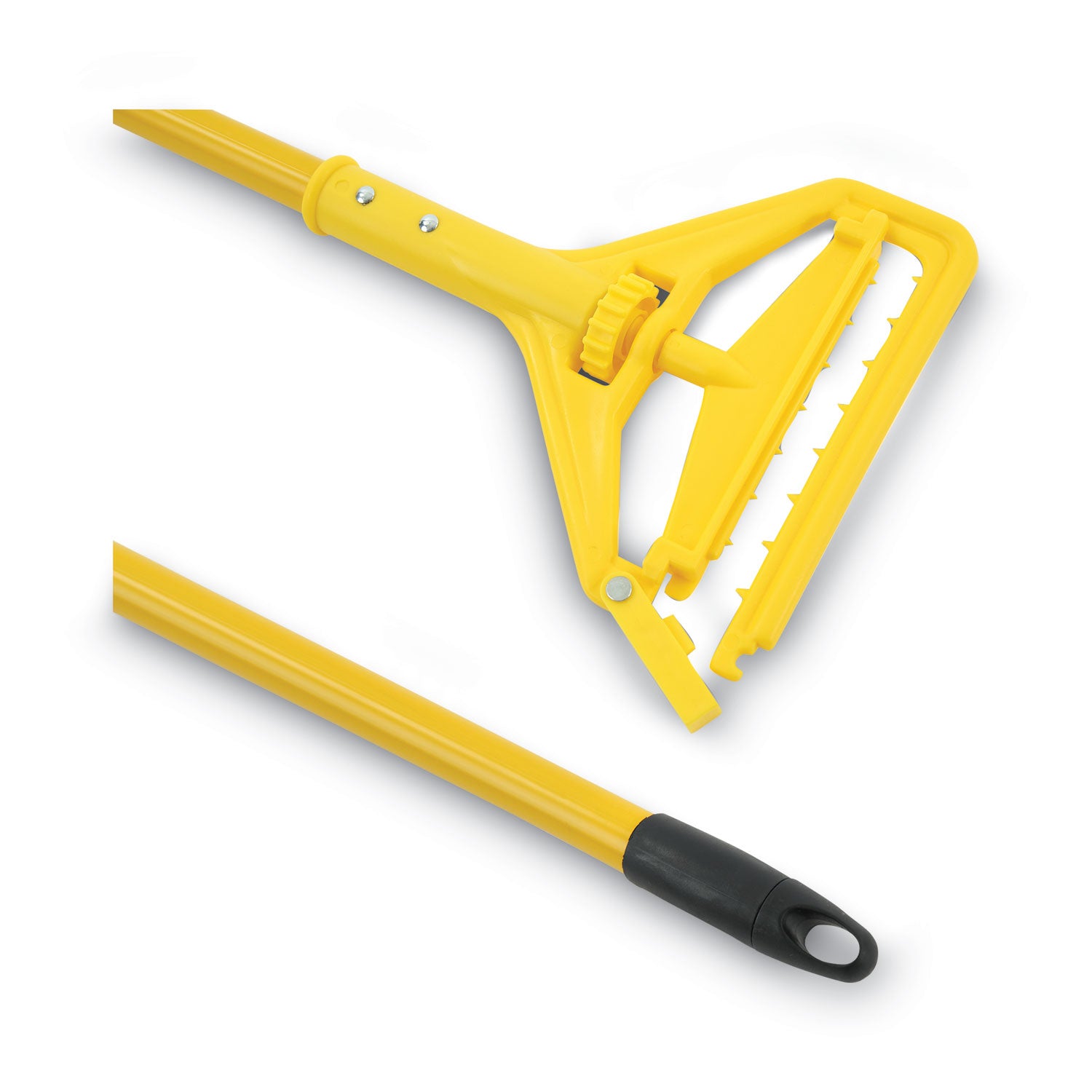 Quick Change Side-Latch Plastic Mop Head Handle, 60" Aluminum Handle, Yellow - 