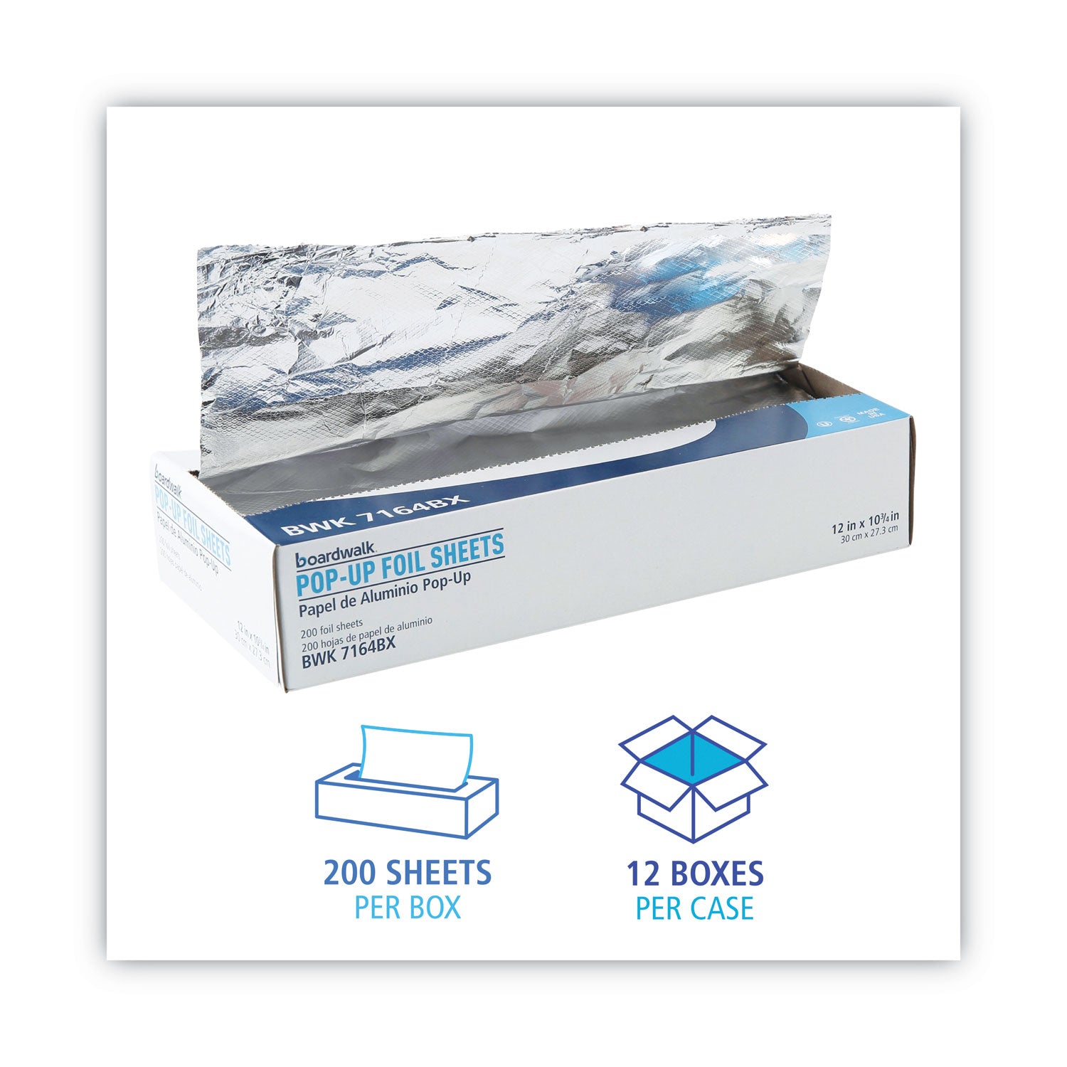 Heavy-Duty Aluminum Foil Pop-Up Sheets, 12 x 10.75, 200/Box, 12 Boxes/Carton