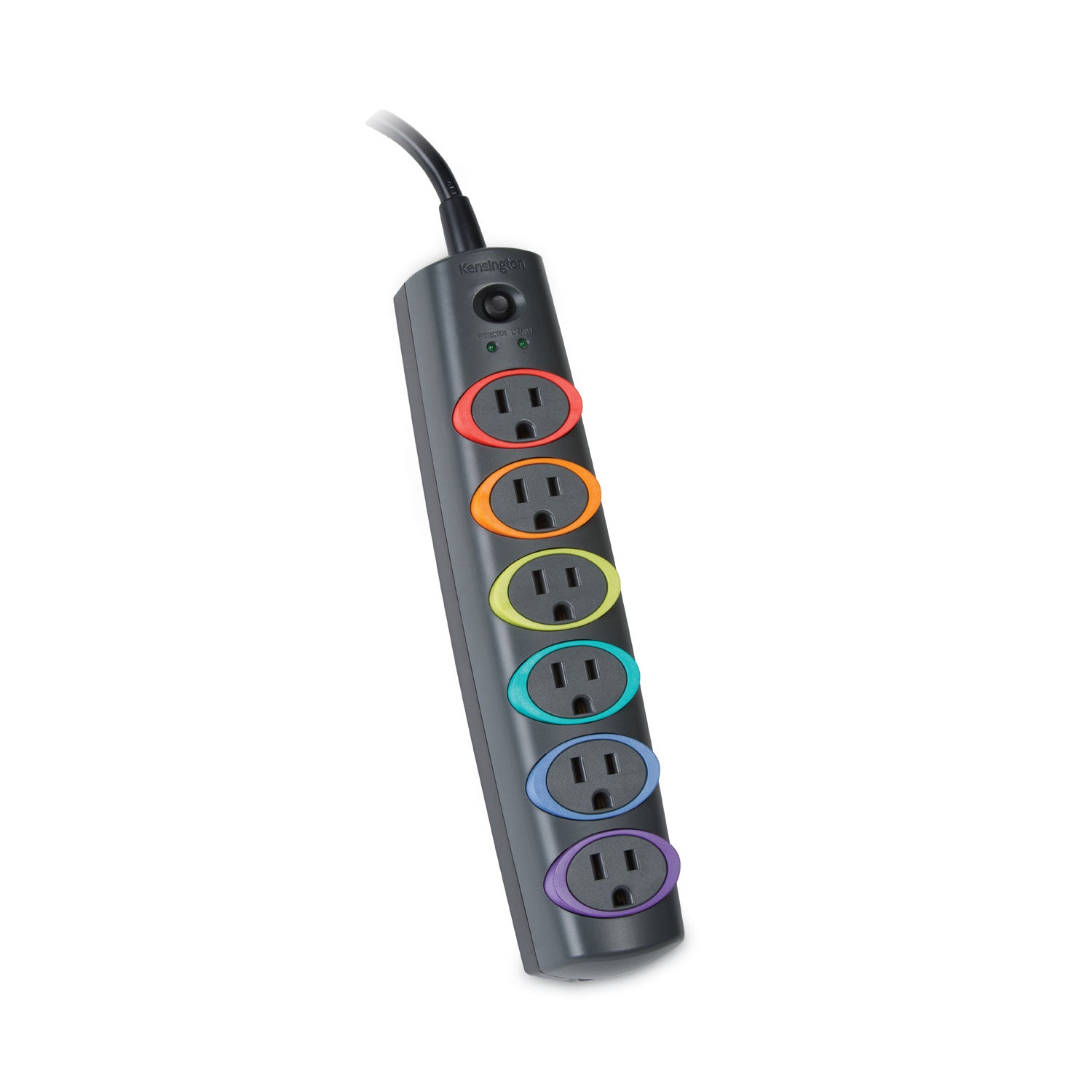 SmartSockets Color-Coded Strip Surge Protector, 6 AC Outlets, 6 ft Cord, 670 J, Black - 