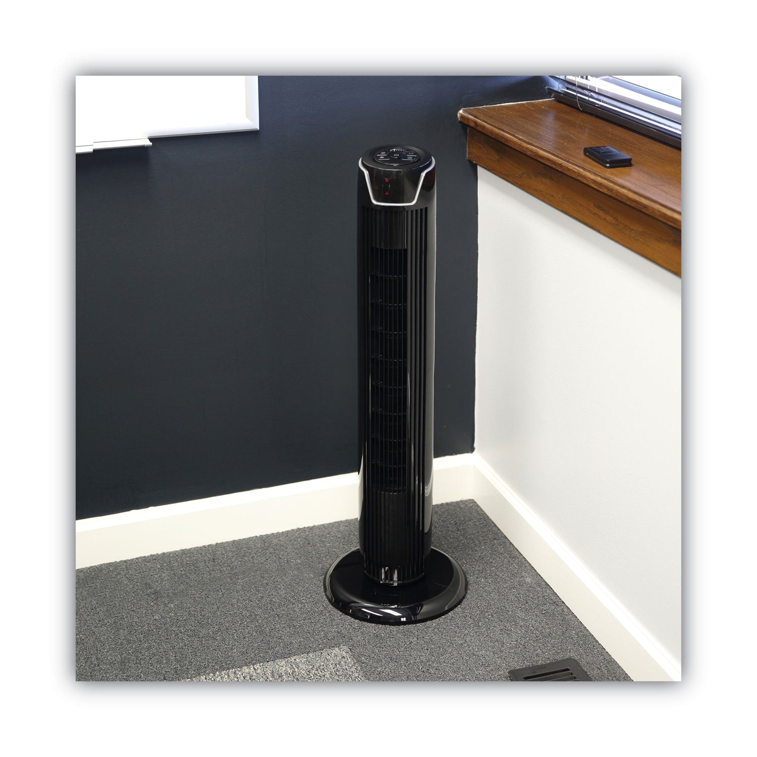 36" 3-Speed Oscillating Tower Fan with Remote Control, Plastic, Black - 