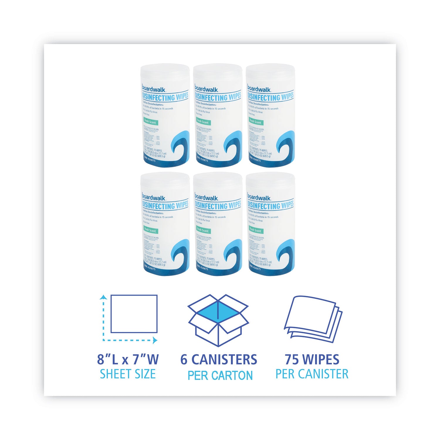 disinfecting-wipes-7-x-8-fresh-scent-75-canister-6-canisters-carton_bwk454w75 - 6