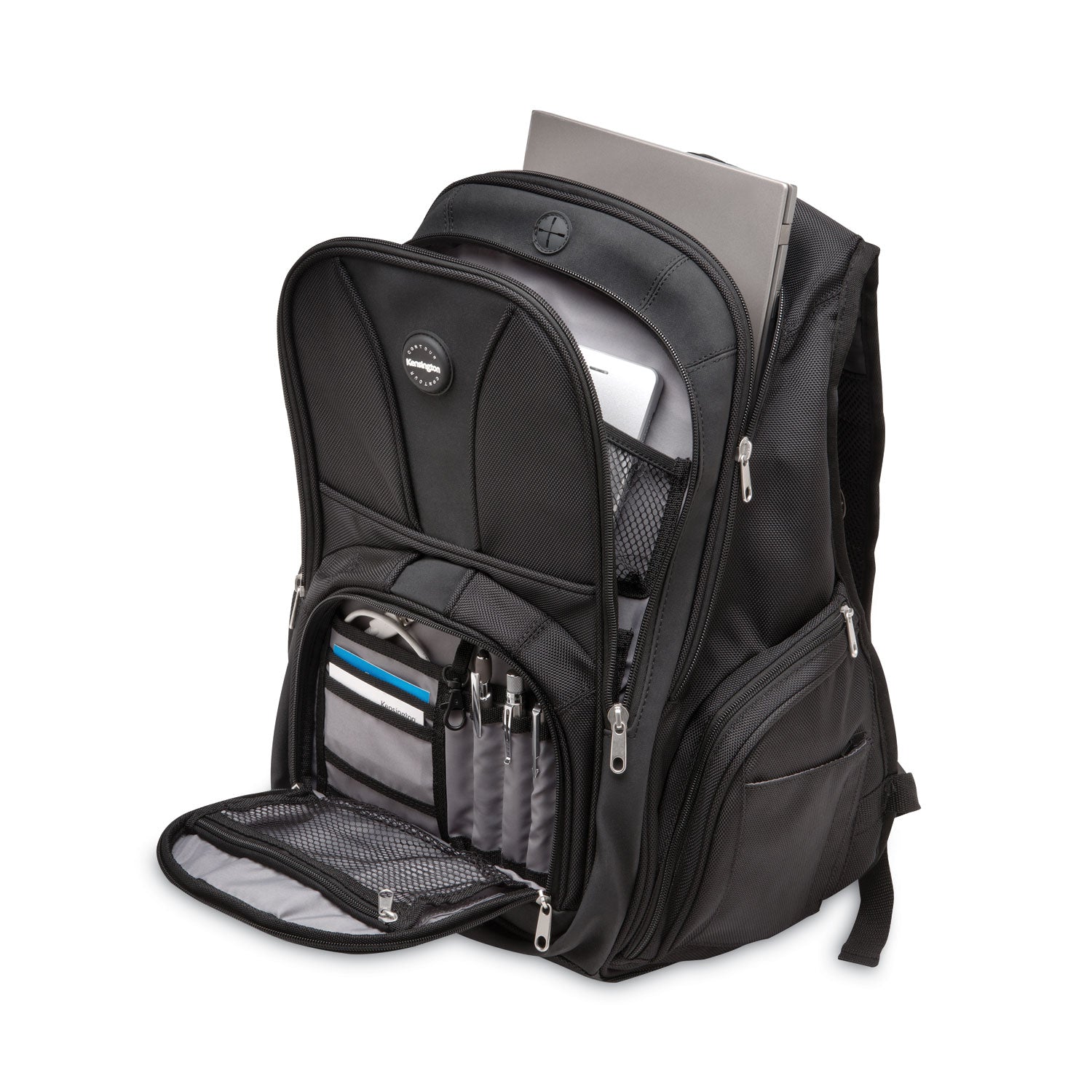 Contour Laptop Backpack, Fits Devices Up to 17", Ballistic Nylon, 15.75 x 9 x 19.5, Black - 