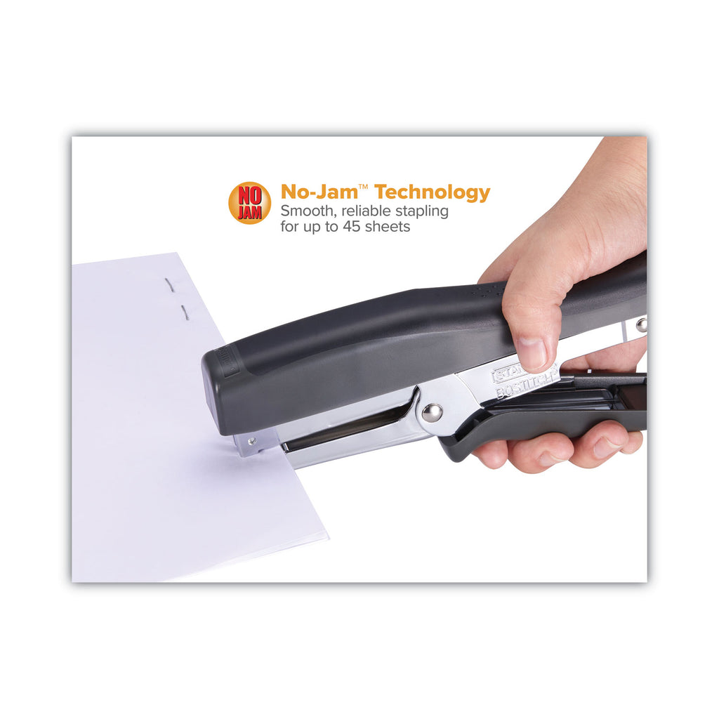B8 Xtreme Duty Plier Stapler, 45-Sheet Capacity, 0.25" to 0.38" Staples, 2.5" Throat, Black/Charcoal Gray
