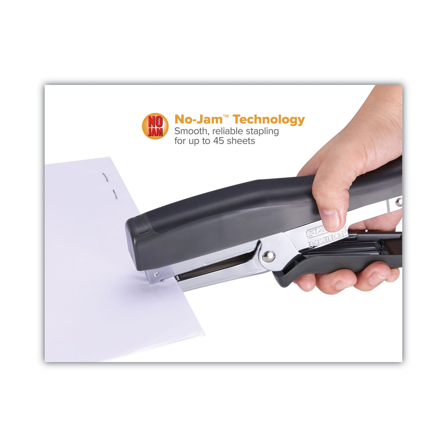 B8 Xtreme Duty Plier Stapler, 45-Sheet Capacity, 0.25" to 0.38" Staples, 2.5" Throat, Black/Charcoal Gray