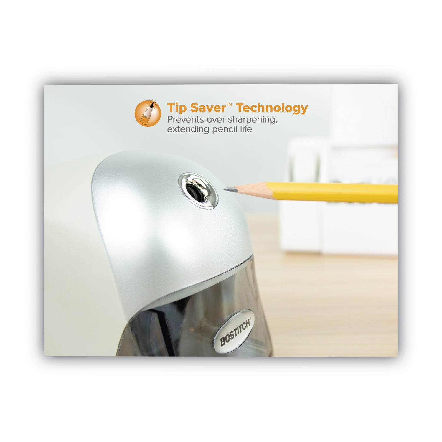 QuietSharp Executive Electric Pencil Sharpener, AC-Powered, 4 x 7.5 x 5, Gray