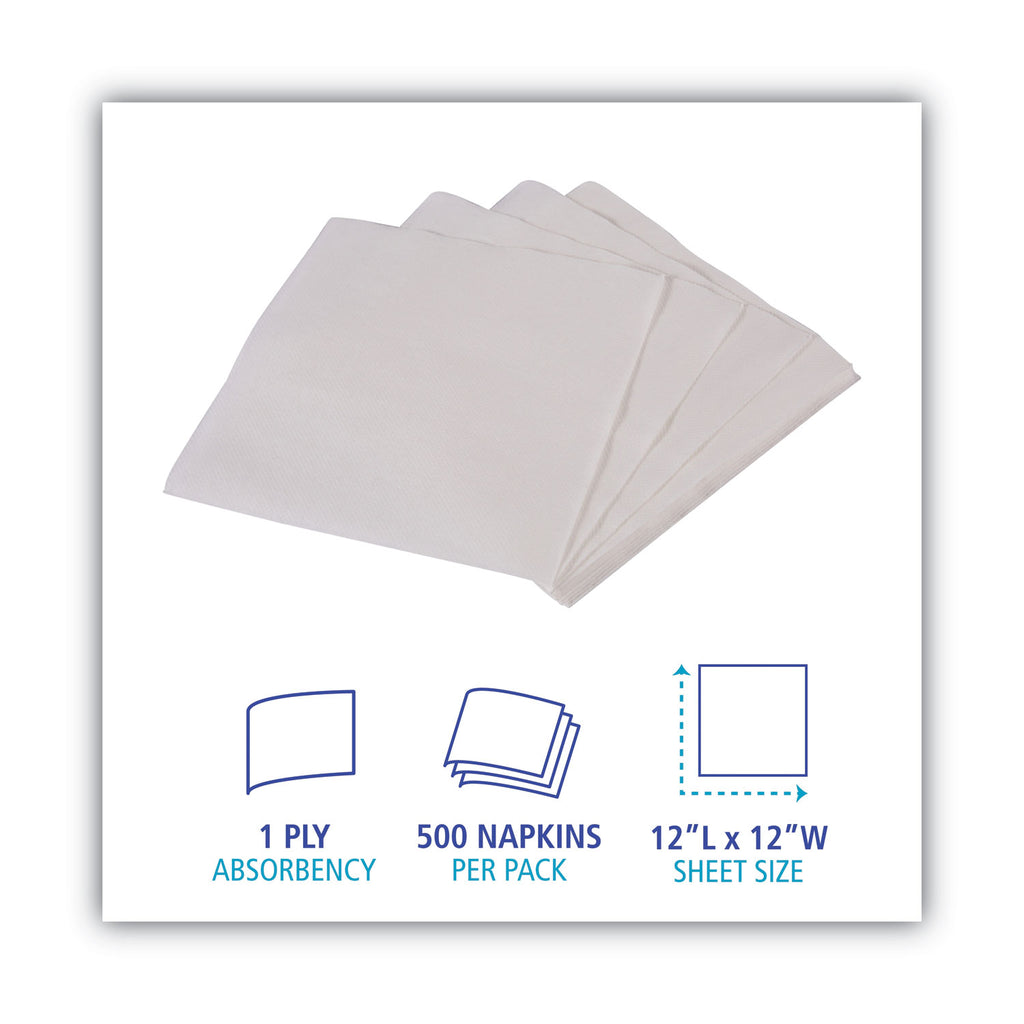 1/4-Fold Lunch Napkins, 1-Ply, 12" x 12", White, 6000/Carton