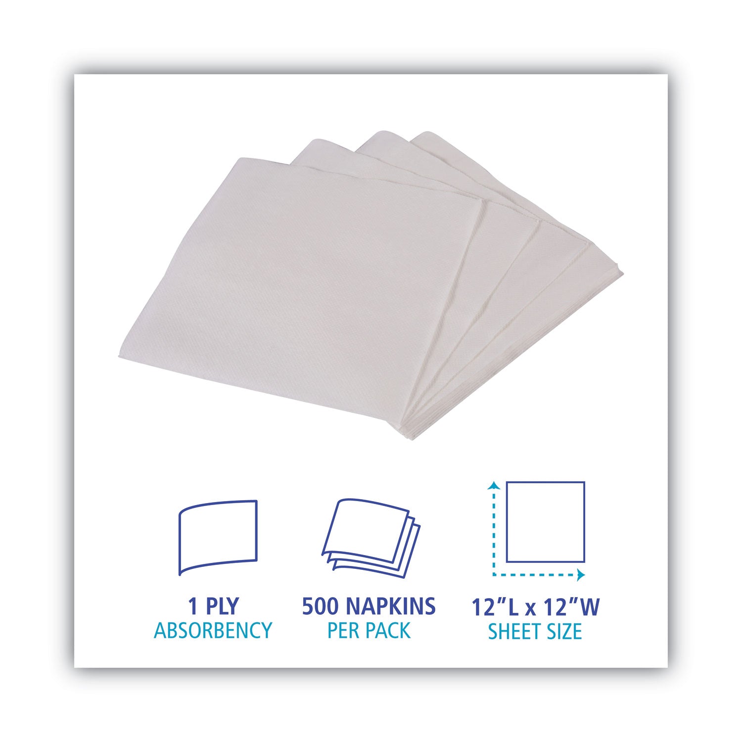 1/4-Fold Lunch Napkins, 1-Ply, 12" x 12", White, 6000/Carton