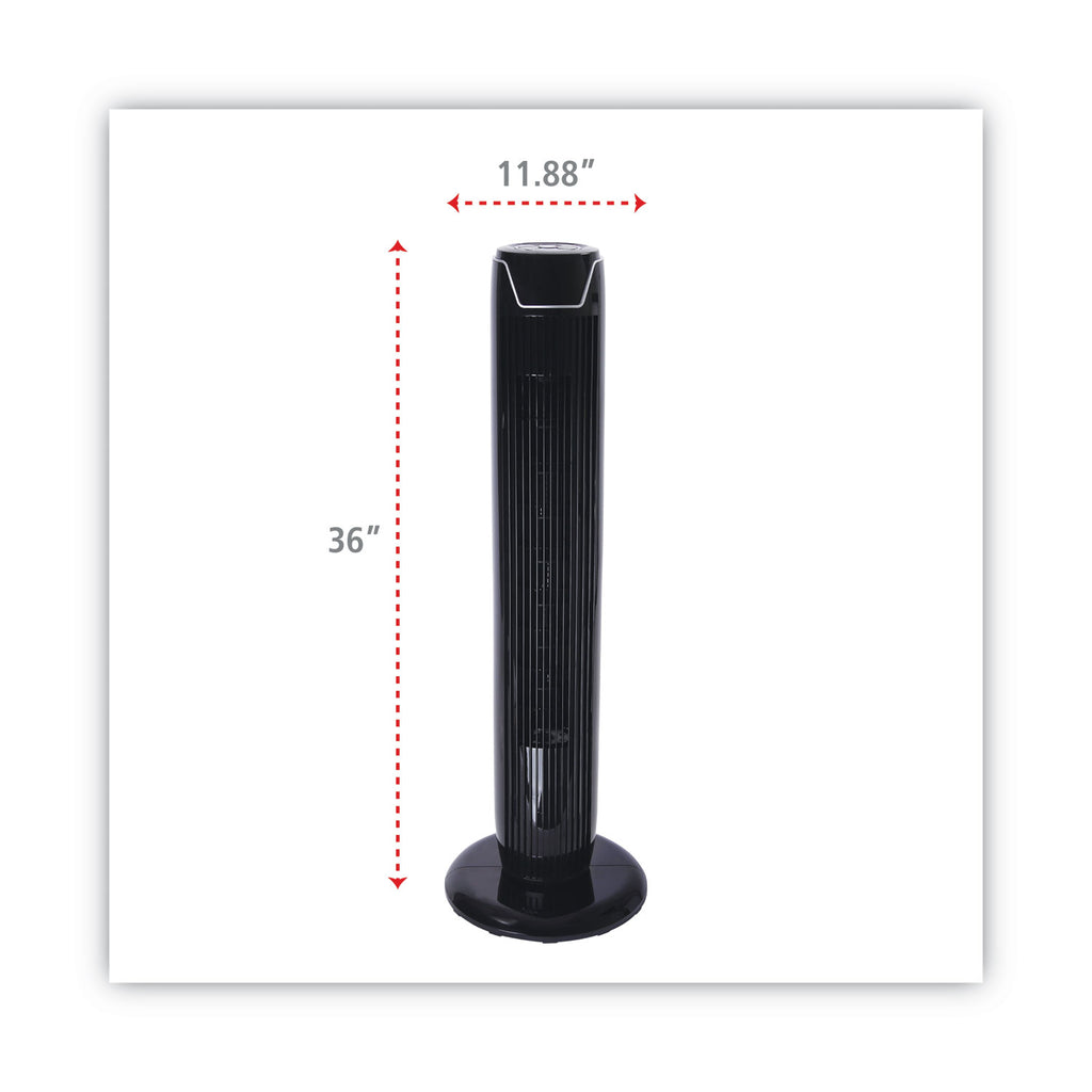 36" 3-Speed Oscillating Tower Fan with Remote Control, Plastic, Black - 