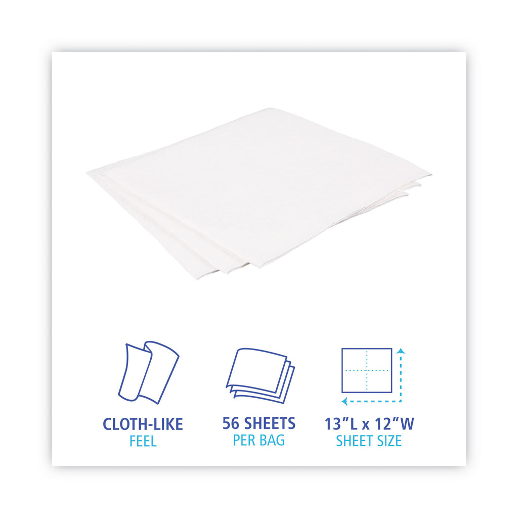DRC Wipers, 12 x 13, White, 56 Bag, 18 Bags/Carton - 
