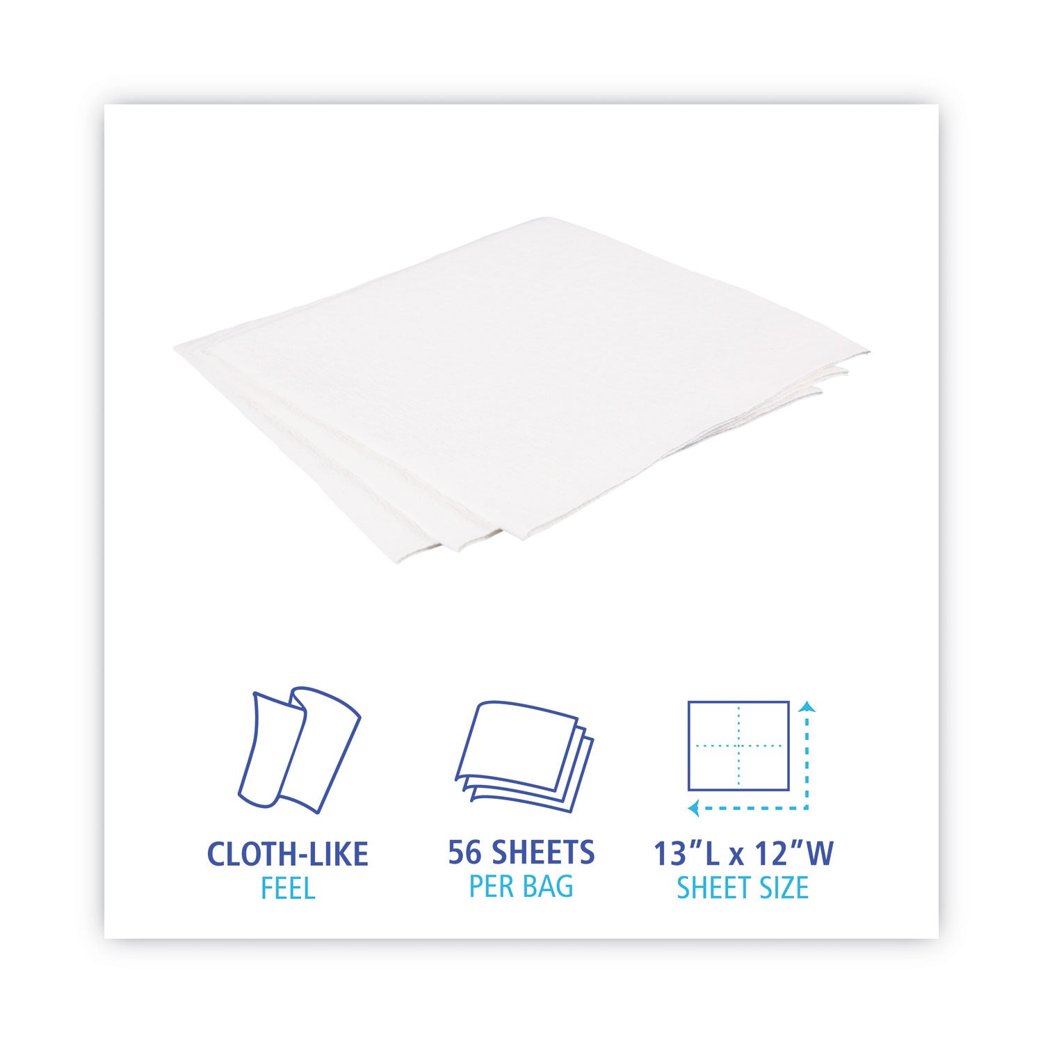 DRC Wipers, 12 x 13, White, 56 Bag, 18 Bags/Carton - 