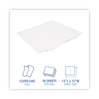 DRC Wipers, 12 x 13, White, 56 Bag, 18 Bags/Carton - 