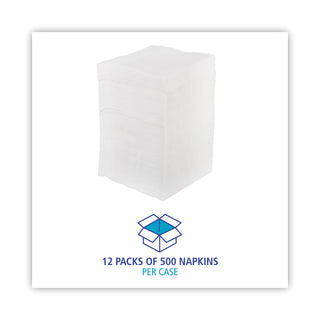 1/4-Fold Lunch Napkins, 1-Ply, 12" x 12", White, 6000/Carton