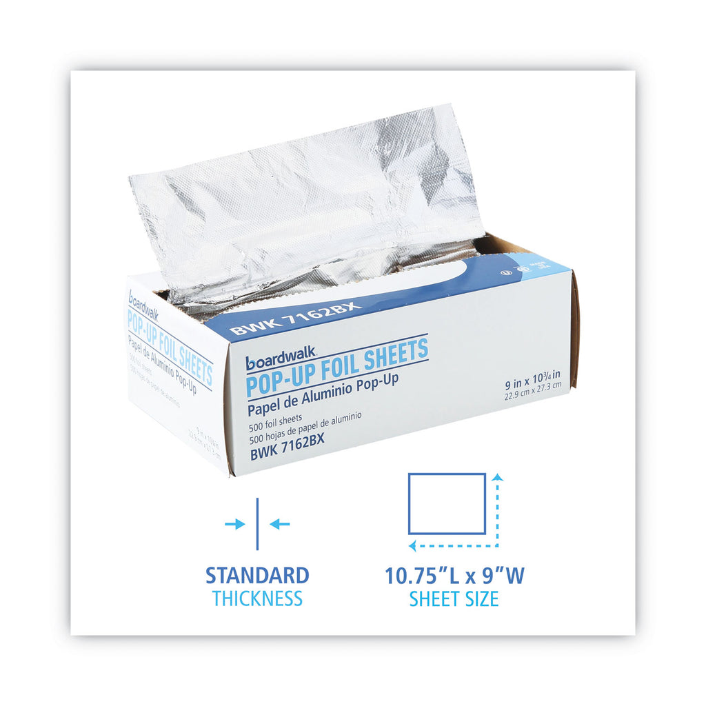 Standard Aluminum Foil Pop-Up Sheets, 9 x 10.75, 500/Box, 6 Boxes/Carton - 