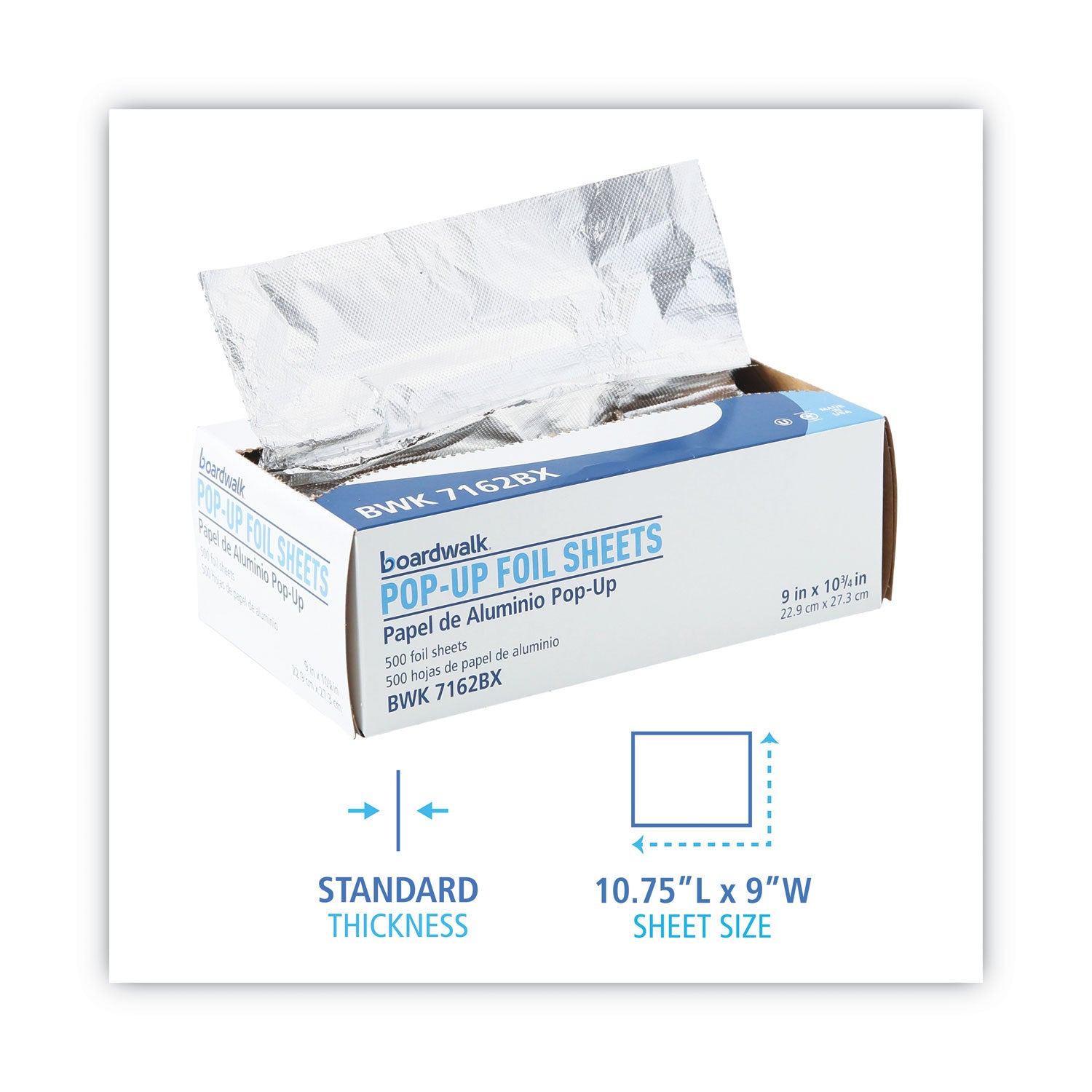 Standard Aluminum Foil Pop-Up Sheets, 9 x 10.75, 500/Box, 6 Boxes/Carton - 