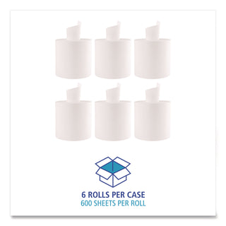 Center-Pull Roll Towels, 2-Ply, 10 x 7.6, White, 600/Roll, 6/Carton