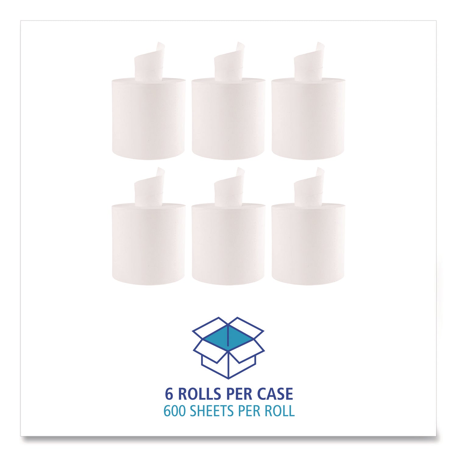 Center-Pull Roll Towels, 2-Ply, 10 x 7.6, White, 600/Roll, 6/Carton