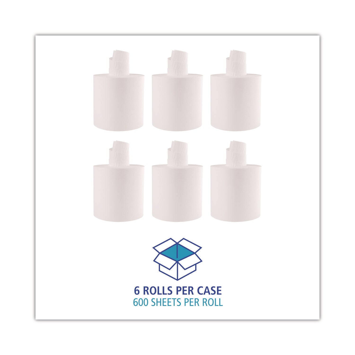 Center-Pull Roll Towels, 2-Ply, 7.6 x 8.9, White, 600/Roll, 6/Carton