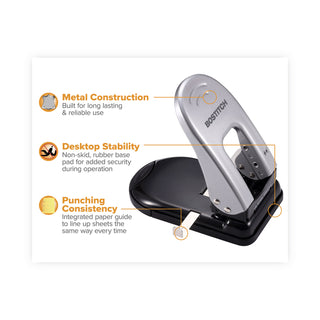 40-Sheet EZ Squeeze Two-Hole Punch, 9/32" Holes, Black/Silver