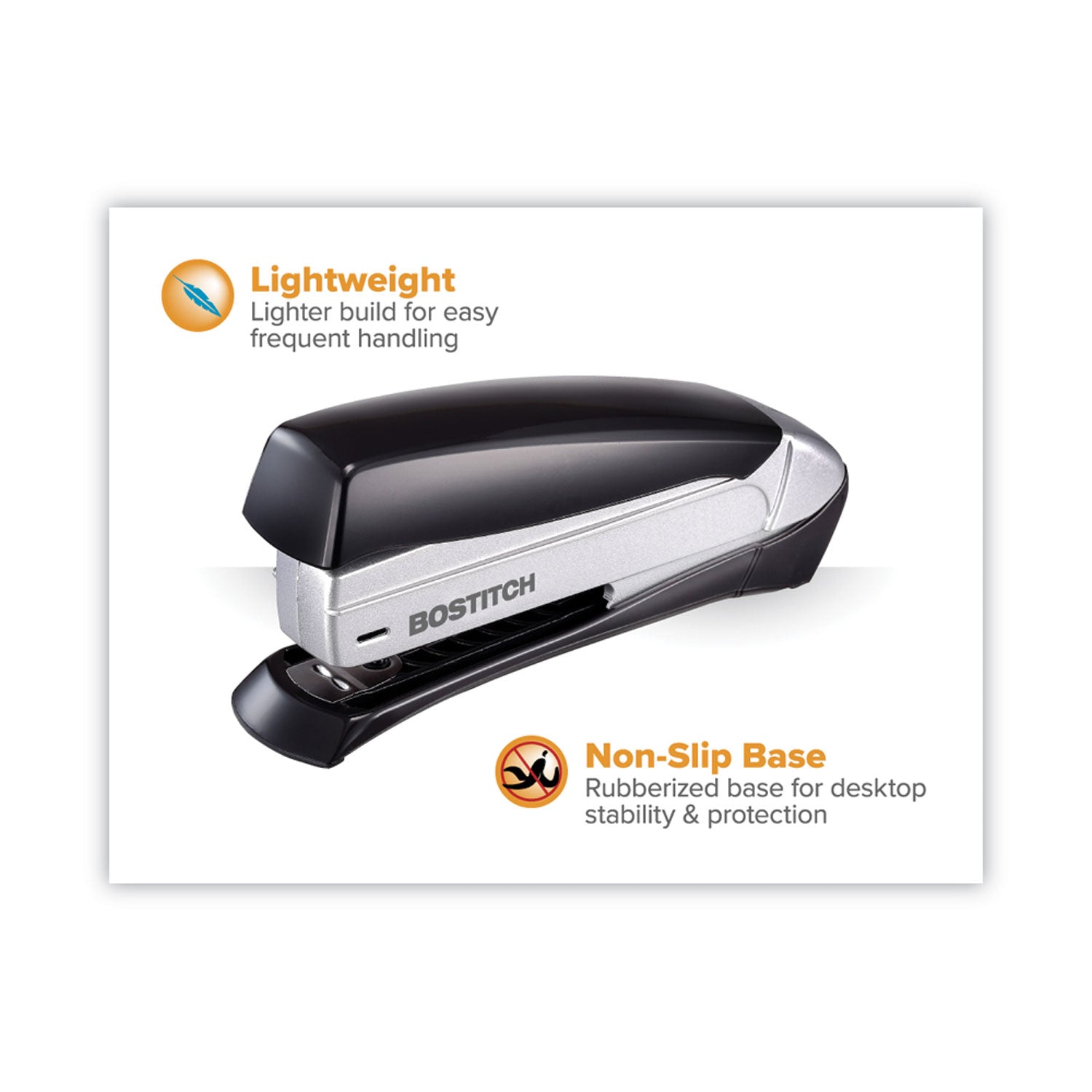 Inspire Premium Spring-Powered Full-Strip Stapler, 20-Sheet Capacity, Black/Silver - 