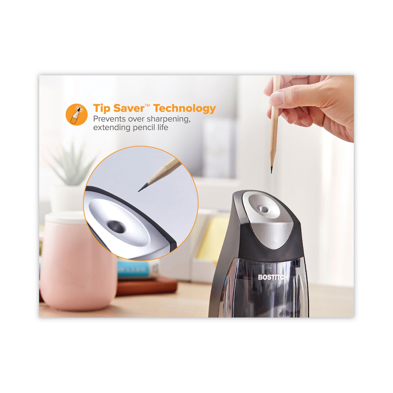 QuietSharp Executive Vertical Electric Pencil Sharpener, AC-Powered, 5.88 x 3.69 x 6.4, Black - 