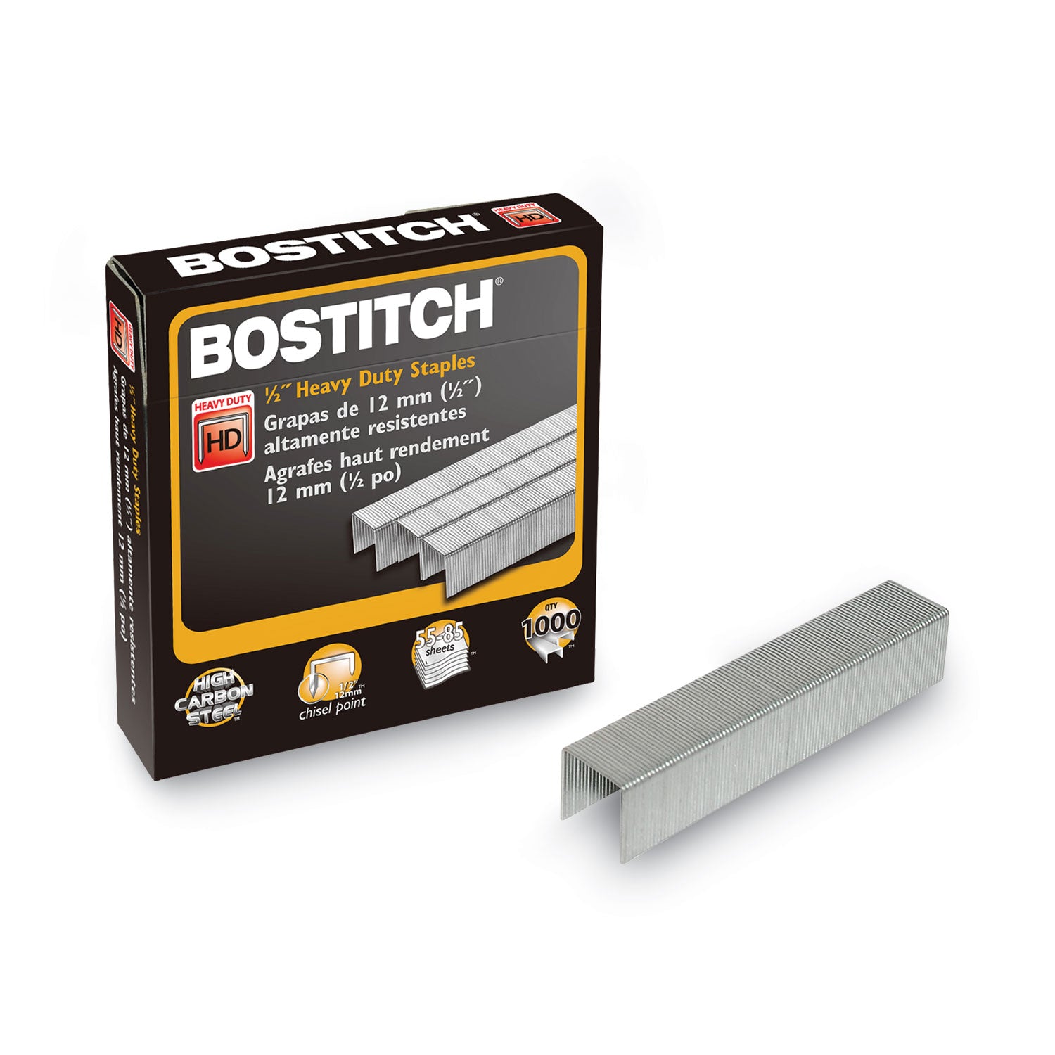 Heavy-Duty Premium Staples, 0.5" Leg, 0.5" Crown, Steel, 1,000/Box